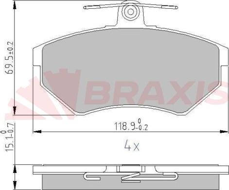 Braxis AA0616 - Bremžu uzliku kompl., Disku bremzes adetalas.lv