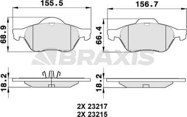 Braxis AA0080 - Bremžu uzliku kompl., Disku bremzes adetalas.lv