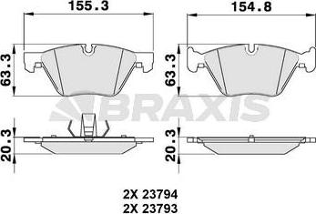 Braxis AA0143 - Bremžu uzliku kompl., Disku bremzes adetalas.lv