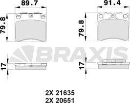 Braxis AA0152 - Bremžu uzliku kompl., Disku bremzes adetalas.lv