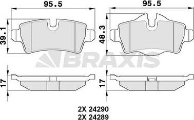 Braxis AA0101 - Bremžu uzliku kompl., Disku bremzes adetalas.lv