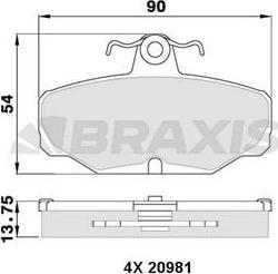 Braxis AA0325 - Bremžu uzliku kompl., Disku bremzes adetalas.lv