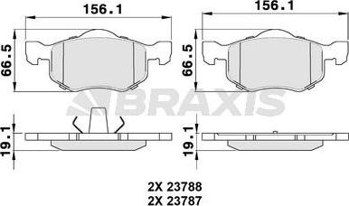 Braxis AA0327 - Bremžu uzliku kompl., Disku bremzes adetalas.lv