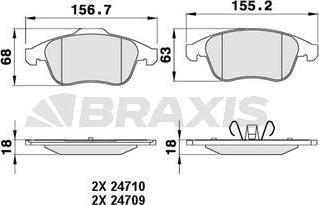 Braxis AA0222 - Bremžu uzliku kompl., Disku bremzes adetalas.lv