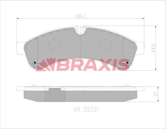 Braxis AA0760 - Bremžu uzliku kompl., Disku bremzes adetalas.lv