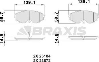 Braxis AB0509 - Bremžu uzliku kompl., Disku bremzes adetalas.lv