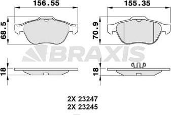 Braxis AB0061 - Bremžu uzliku kompl., Disku bremzes adetalas.lv