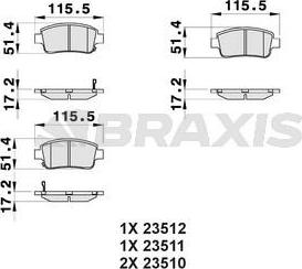 Braxis AB0036 - Bremžu uzliku kompl., Disku bremzes adetalas.lv