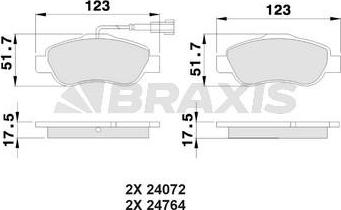 Braxis AB0022 - Bremžu uzliku kompl., Disku bremzes adetalas.lv