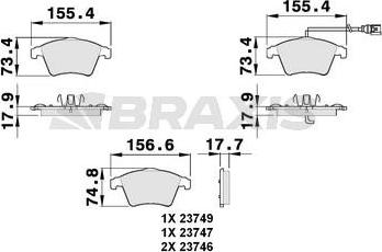 Braxis AB0148 - Bremžu uzliku kompl., Disku bremzes adetalas.lv