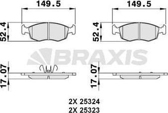 Braxis AB0135 - Bremžu uzliku kompl., Disku bremzes adetalas.lv