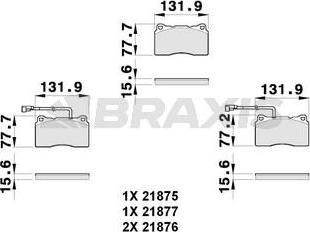 Braxis AB0261 - Bremžu uzliku kompl., Disku bremzes adetalas.lv