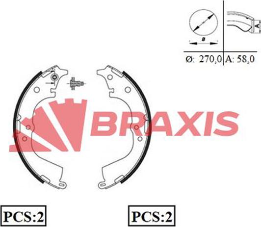 Braxis AC0055 - Bremžu loku komplekts adetalas.lv