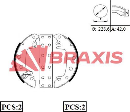 Braxis AC0002 - Bremžu loku komplekts adetalas.lv