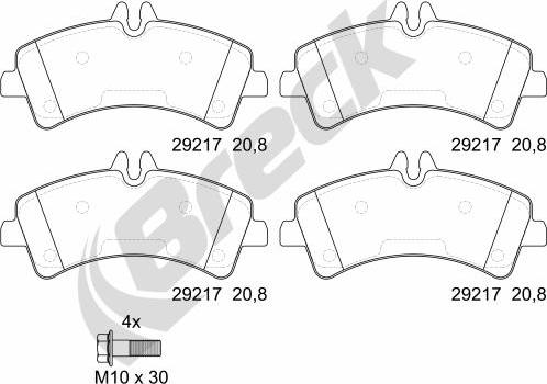 Breck 29217 00 703 00 - Bremžu uzliku kompl., Disku bremzes adetalas.lv