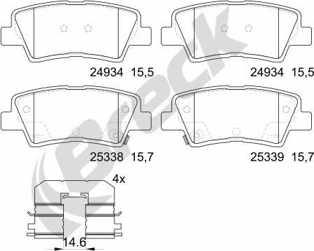 Breck 25337 00 702 00 - Bremžu uzliku kompl., Disku bremzes adetalas.lv