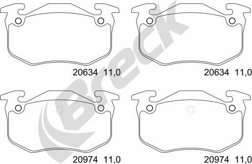 Breck 20973 00 704 00 - Bremžu uzliku kompl., Disku bremzes adetalas.lv