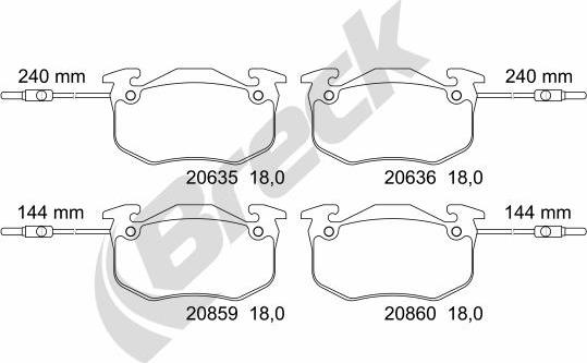 Breck 20635 00 702 10 - Bremžu uzliku kompl., Disku bremzes adetalas.lv