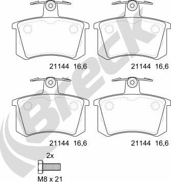 Breck 21144 00 704 00 - Bremžu uzliku kompl., Disku bremzes adetalas.lv