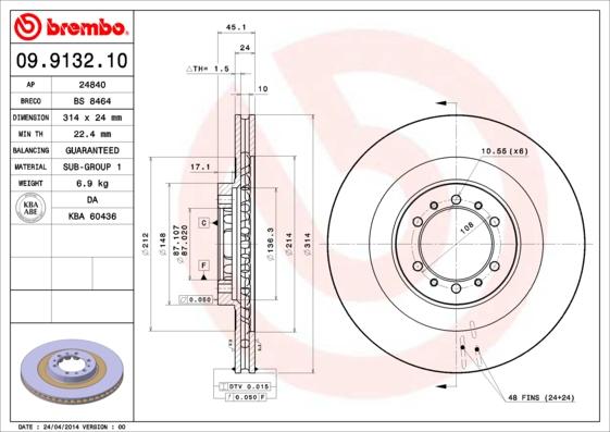 Brembo 09.9132.10 - Bremžu diski adetalas.lv