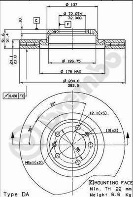 Brembo 09.4984.10 - Bremžu diski adetalas.lv