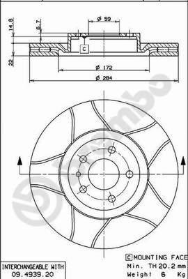 Brembo 09.4939.76 - Bremžu diski adetalas.lv