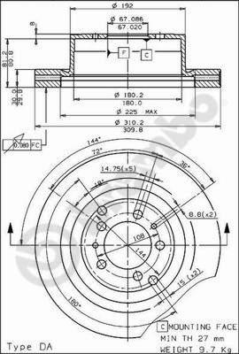 Brembo 09.4868.20 - Bremžu diski adetalas.lv