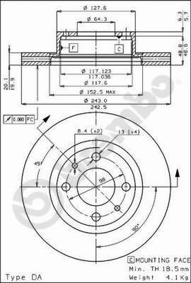 Brembo 09.4289.20 - Bremžu diski adetalas.lv