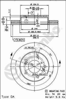 Brembo 09.5449.20 - Bremžu diski adetalas.lv