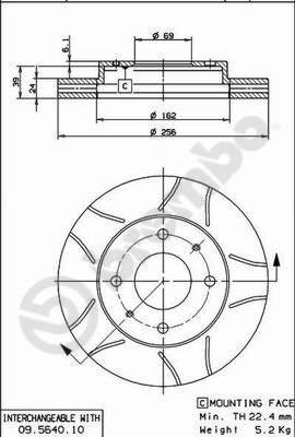 Brembo 09.5640.75 - Bremžu diski adetalas.lv