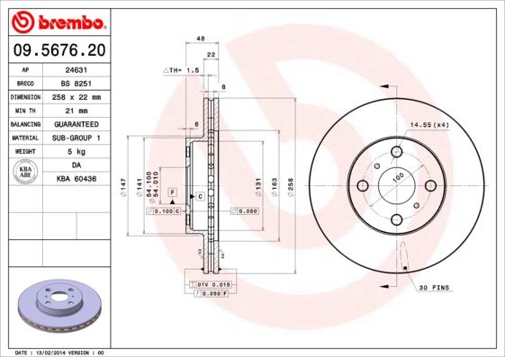 Brembo 09.5676.20 - Bremžu diski adetalas.lv