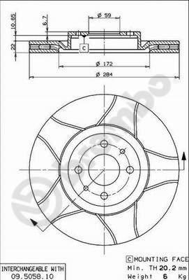 Brembo 09.5058.75 - Bremžu diski adetalas.lv