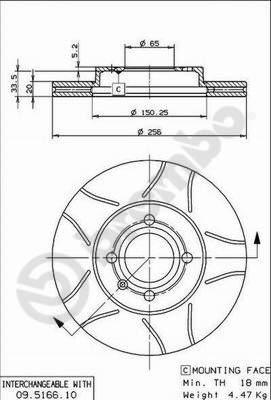 Brembo 09.5166.75 - Bremžu diski adetalas.lv