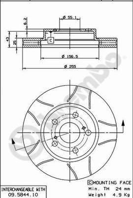 Brembo 09.5844.75 - Bremžu diski adetalas.lv