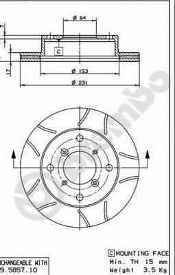 Brembo 09.5857.75 - Bremžu diski adetalas.lv