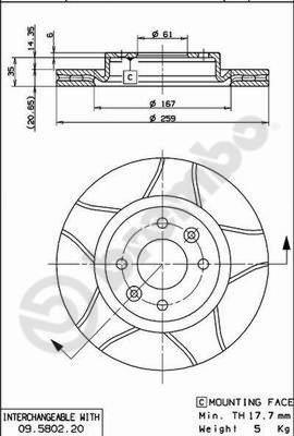 Brembo 09.5802.76 - Bremžu diski adetalas.lv