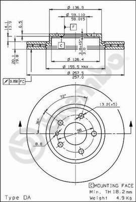 Brembo 09.5870.20 - Bremžu diski adetalas.lv