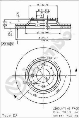 Brembo 09.5307.10 - Bremžu diski adetalas.lv