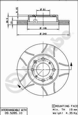 Brembo 09.5285.75 - Bremžu diski adetalas.lv