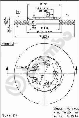 Brembo 09.5271.10 - Bremžu diski adetalas.lv