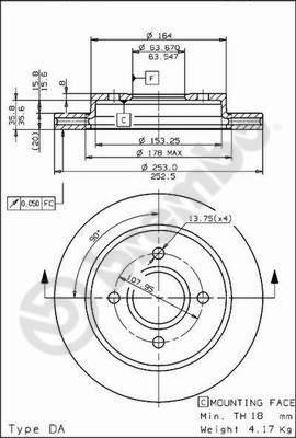 Brembo 09.5708.75 - Bremžu diski adetalas.lv