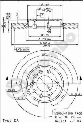 Brembo 09.6997.21 - Bremžu diski adetalas.lv