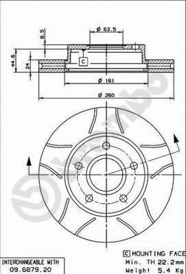 Brembo 09.6879.76 - Bremžu diski adetalas.lv