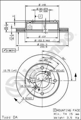 Brembo 09.6741.10 - Bremžu diski adetalas.lv