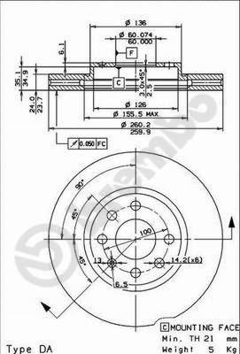 Brembo 09.8601.75 - Bremžu diski adetalas.lv