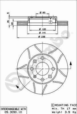 Brembo 09.3090.75 - Bremžu diski adetalas.lv