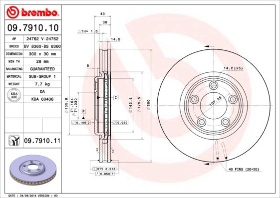 Brembo 09.7910.11 - Bremžu diski adetalas.lv