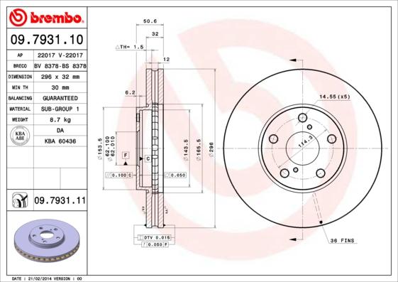 Brembo 09.7931.10 - Bremžu diski adetalas.lv