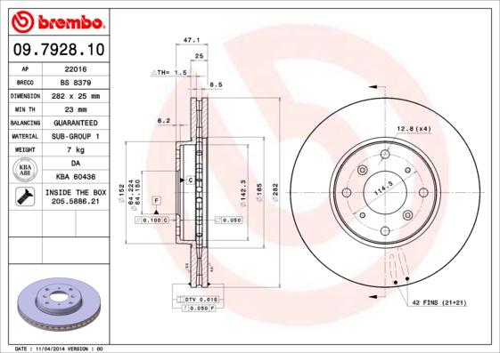 Brembo 09.7928.10 - Bremžu diski adetalas.lv