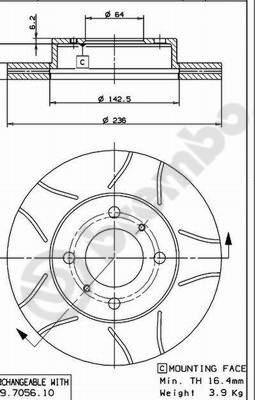 Brembo 09.7056.75 - Bremžu diski adetalas.lv